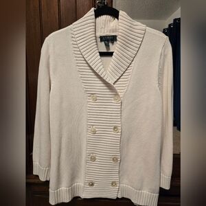 Lauren Ralph Lauren Ivory Double-Breasted Cardigan